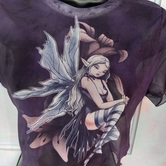 ⭐️Sheer Mesh gothic fairy grunge fairycore crop top! Nwt! SOLD OUT ONLINE! 🧚‍♂️ - Picture 3 of 6